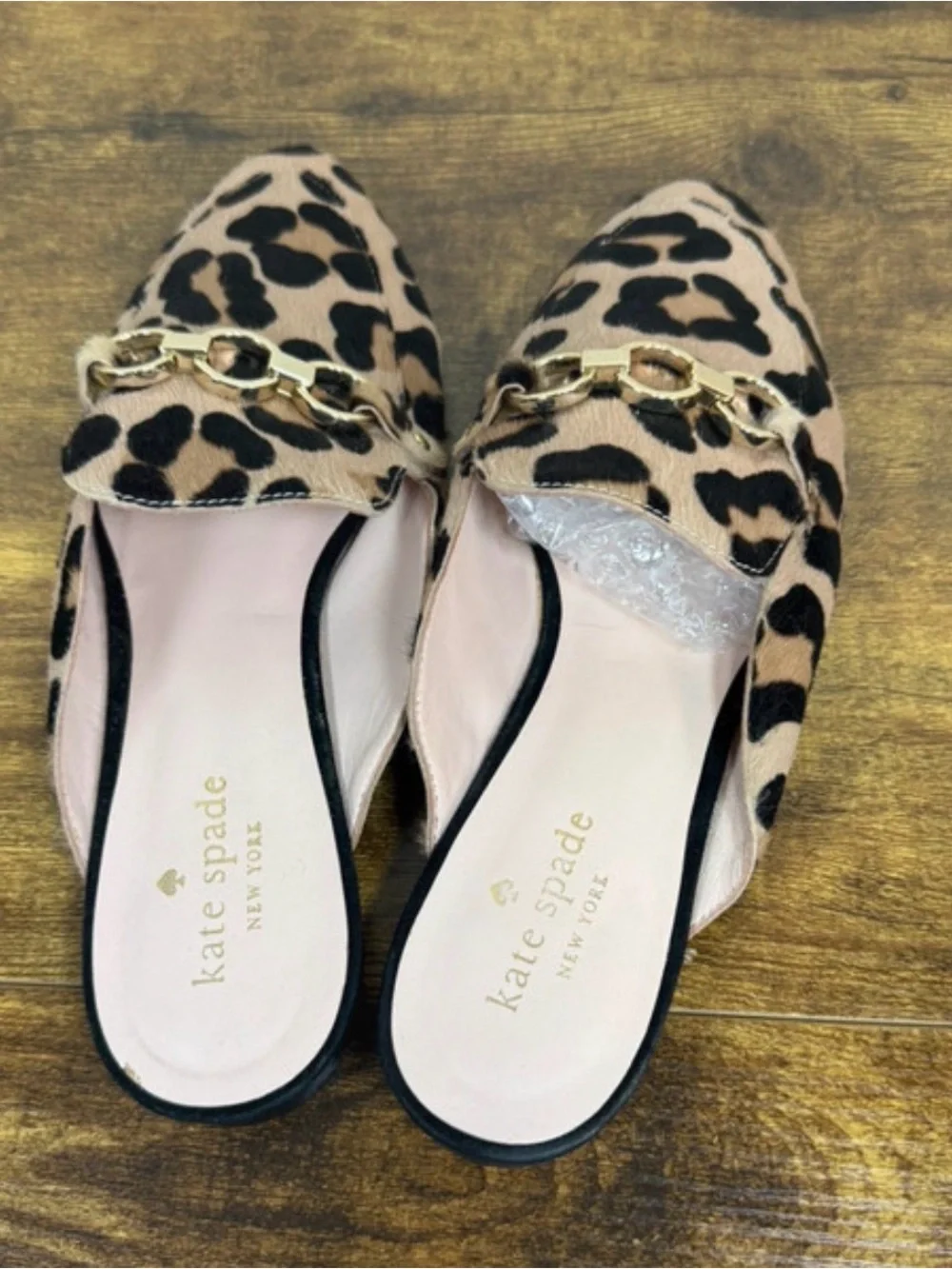 Kate Spade New York 'Cece Too' leopard print calf hair mule flats size 6m
